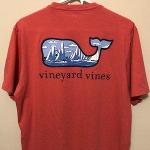 Vineyard Vines Medium Coral Whale Sailboat TShirt